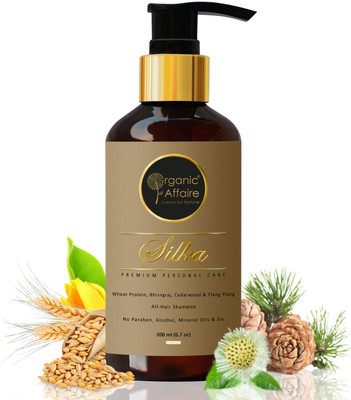 Organic Affaire Silka Wheat Protein Shampoo | Argan, Bhringraj & Ylang Ylang | No Paraben or SLS(200 ml)