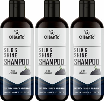 Oilanic Silk & Shine Shampoo ( With Charcoal Extract ) Combo Pack Of 3 ( 300 ml )(300 ml)