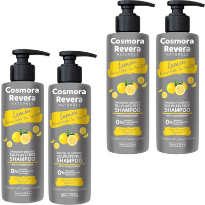 COSMORA REVERA LEMON SHAMPOO FOR HELPS PREVENT DENDRUFF PACK OF - 200ml x 4(800 ml)
