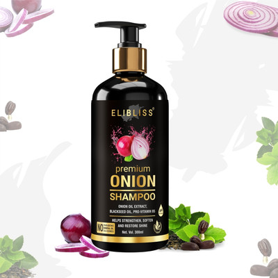 ELIBLISS Premium Onion Shampoo & Smooth and Silky, Anti Dandruff Shampoo(300 ml)