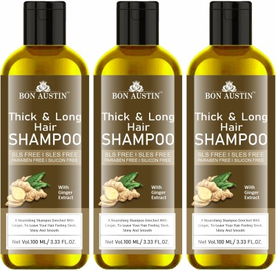 Bon Austin Thick & Long Hair Shampoo with Ginger Extract To Get Shiny Hair Pack 3 of 100ML(300 ml)