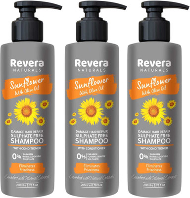 DOOMSDAY REVERA SUNFLOWER SHAMPOO FOIR ELIMINATE FRIZZINES & REPAIR HAIRS PACK- 200ml x 3(600 ml)