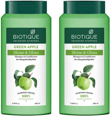 BIOTIQUE Green Apple Shine & Gloss Shampoo 340 ML (Pack Of 2)(680 ml)