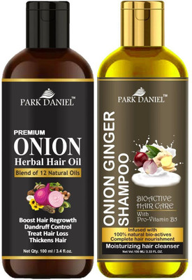 PARK DANIEL Premium Onion Oil & Onion Ginger Shampoo Combo Pack Of 2 bottle of 100 ml(200 ml)(200 ml)