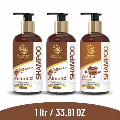 Aalman Professional Almond (2) + Aritha Sikakai (1) Shampoo (Comboo-3)(3 L)