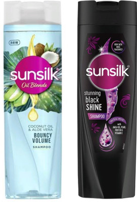 SUNSILK Stunning Black Shine Shampoo 170ml + coconut shampoo 165mls(335 ml)