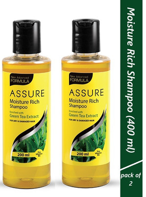 ASSURE Moisture Rich Shampoo Enriched with Green Tea Extract pack of 2(400 ml)