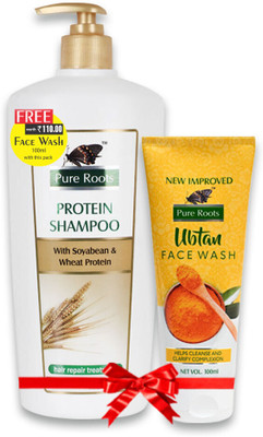 Pure Roots Protein Shampoo 700ml | Combo Offer | Get 100ml Ubtan Face Wash(700 ml)