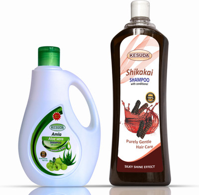 KESUDA smooth and silky Aloevera Amla Shampoo And shikakai Shampoo combo can and Bottol (500ml+500ml)(1 L)