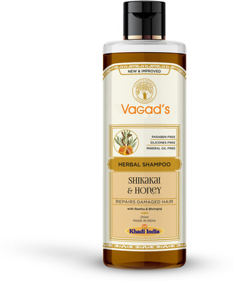 vagad's khadi Herbal Shikakai and Honey Shampoo 210ml | Removes dirt | Maintain moisture | Prevents dandruff | Parabens Free | Silicon Free(210 ml)