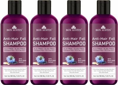 Bon Austin Anti-Hairfall Shampoo with Blackseed Oil Increase Length of Hair Pack 4 of 100ML(400 ml)