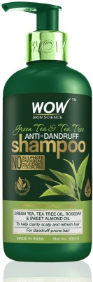 WOW SKIN SCIENCE Green Tea & Tea Tree Anti-Dandruff Shampoo - NO Sulphates, Parabens, Silicones, Color & PEG - 300mL(300 ml)