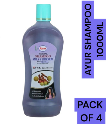 AYUR HERBAL Amla and Shikakai shampoo for men and women All Hair Types (1000ml) pack of 4(4000 ml)
