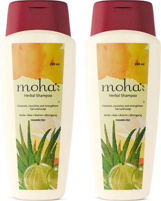 Moha Herbal Shampoo with Benefits of Amla, Aloe, Brahmi & Bhringaraj (Pack of 2)(400 ml)