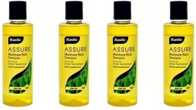 Rastic Assure Moisture Rich Shampoo With Green Tea Extract Pack of 4(800 ml)