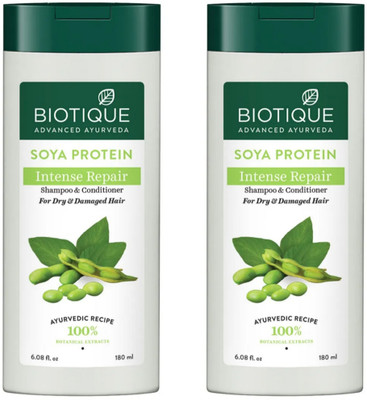 BIOTIQUE Soya Protein Shampoo 180 ML (Pack Of 2)(360 ml)