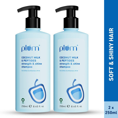 Plum Coconut Milk & Peptides strength & shine shampoo | Smoothens strands | Pack of 2(500 ml)