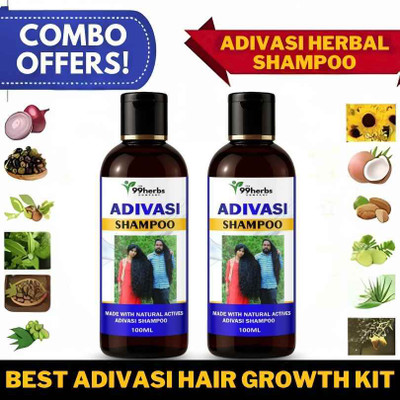 The 99 Herbs Company Adivasi Shampoo 100ml – Pack of 2 | Herbal Hair Growth & Anti-Hair Fall(100 ml)