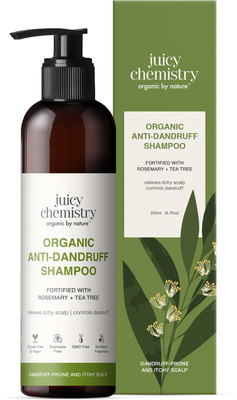 Juicy Chemistry Organic Anti-Dandruff Shampoo Fortified with Rosemary + Tea Tree | Gentle -(200 ml)
