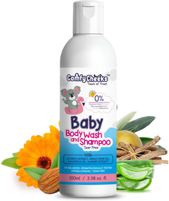 Comfy Cheeks Tear Free Baby Wash&Shampoo For Soft Skin&Hair Aloe vera(100 ml)