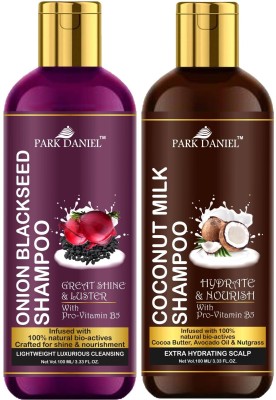 PARK DANIEL Premium Onion Blackseed Shampoo & Coconut Milk Shampoo Combo Pack Of 2 bottle of 100 ml(200 ml)(200 ml)