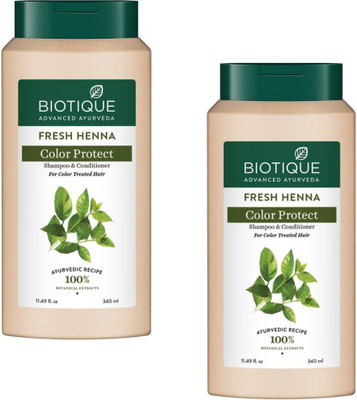 BIOTIQUE Fresh Henna Colour Protect Shampoo - 340ml (Pack of 2)(680 ml)