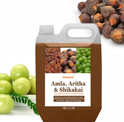 Sonavi Shikakai Shampoo with Conditioner for Anti Hairfall and Anti-Dandruff Control(1 L)