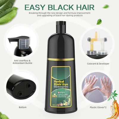 BEAUTYATH 3 in 1 Hair Dye Instant Black Hair Shampoo(500 ml)