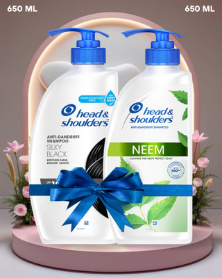Head and Shoulders Silky Black-650 ML OR Neem, Anti Dandruff Shampoo-650ML(1300 ml)