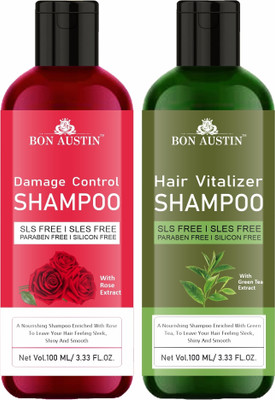 Bon Austin Damage Control Shampoo With Rose & Hair Vitalizer Shampoo Pack 2 of 100ML(200 ml)