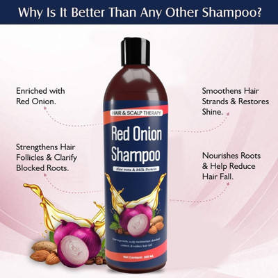 Manarya Sun's Heart Hair & Scalp Therapy Red Onion Shampoo with Aloevera & Milk Protein ( For Men & Women - All Age Group)(200 ml)