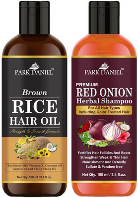 PARK DANIEL Rice Oil & Red Onion Shampoo Combo Pack Of 2 bottle of 100 ml(200 ml)(200 ml)