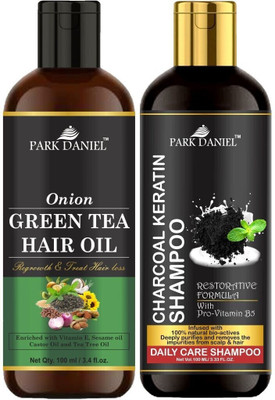 PARK DANIEL Green Tea Oil & Activated Charcoal Shampoo Combo Pack Of 2 bottle of 100 ml(200 ml)(200 ml)