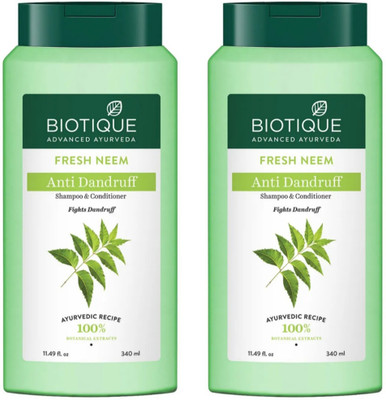 BIOTIQUE Fresh Neem Anti Dandruff Shampoo 340 ML (Pack Of 2)(680 ml)