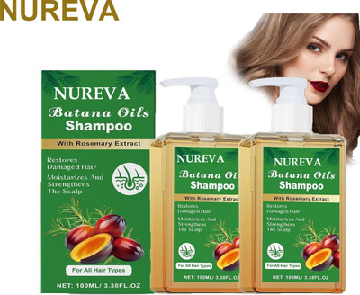 nureva Batana Oil Shampoo Pack of 2 for Soft, Shiny Results(200 ml)