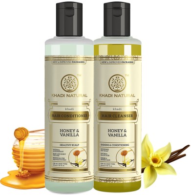 KHADI NATURAL Honey & Vanilla Hair Cleanser/Shampoo and Hair Conditioner (Pack of 2)(420 ml)