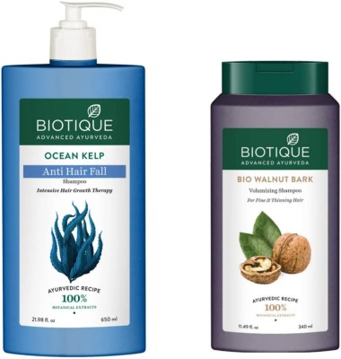BIOTIQUE Shampoo Combo – Ocean Kelp 650 ML & Walnut Bark 340 ML  (990 ml)
