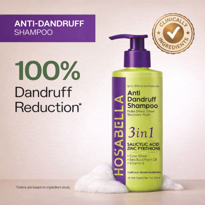 HOSABELLA Anti-Dandruff Shampoo Upto 100% Dandruff Reduction | Non Drying | SA Acid(250 ml)