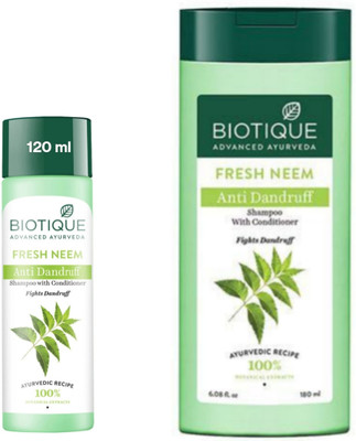 BIOTIQUE Fresh Neem Shampoo 180Ml & Fresh Neem Shampoo 120Ml (Set of 2)(300 ml)