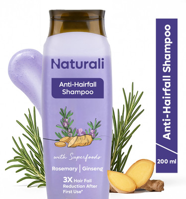 Naturali Anti Hairfall Shampoo with 3x Control | With Rosemary, Biotin & Ginseng(200 ml)