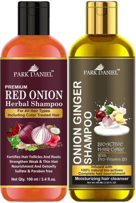 PARK DANIEL Red Onion Shampoo & Onion Ginger Shampoo Combo Pack Of 2 bottle of 100 ml(200 ml)(200 ml)