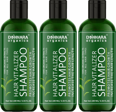 DONNARA organics Hair Vitalizer Shampoo with Green Tea Extract Refresh Hair Pack 3 of 100ML(300 ml)