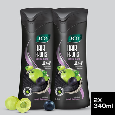 Joy Hair Fruits Shining Black Conditioning Shampoo (Pack of 2 x 340 ml)(680 ml)