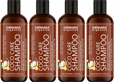 Donnara Organics Coco Care Shampoo with Coconut For Intensive Hydration Pack of 4 of 100ML(400 ml)
