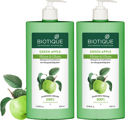 BIOTIQUE Green Apple Shine & Gloss Shampoo with Conditioner(1300 ml)