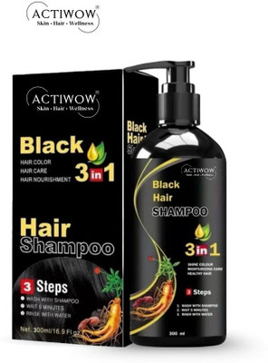ACTIWOW Black Hair Shampoo for Silky, Glossy Roots to Ends Shampoo(300 ml)