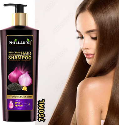 Phillauri Natural Red Onion Shampoo with Black Seed Oil & Shiny Hair Shampoo(750 ml)