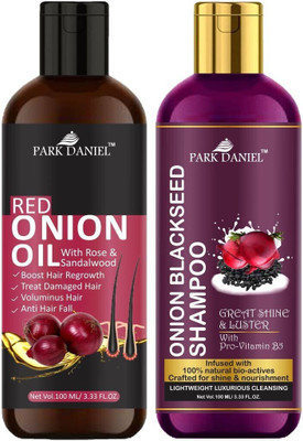 PARK DANIEL Premium Red Onion Oil & Onion Blackseed Shampoo Combo Pack Of 2 bottle of 100 ml(200 ml)(200 ml)