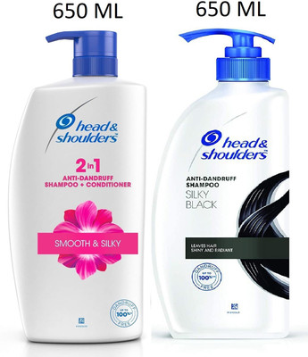 Head and Shoulders Smooth & Silky 2in1 and Silky Black Shampoo(1300 ml)