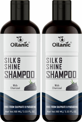 Oilanic Silk & Shine Shampoo ( With Charcoal Extract ) Combo Pack Of 2 ( 200 ml )(200 ml)